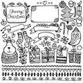 Set of Bullet journal cute hand-drawn Christmas elements Royalty Free Stock Photo